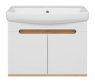 Подвесная тумба под раковину Misty Сканди 70см белый/дуб крафт золотой/антрацит